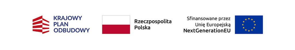 Obowiązkowe oznakowanie projektu BCU - znaki Krajowego Planu Odbudowy, Unii Europejskiej, Rzeczpospolitej Polskiej